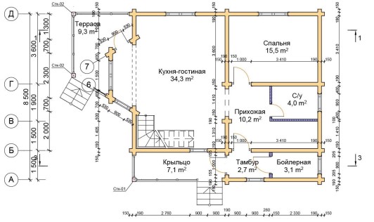 Проект дома из профилированного бруса СПК-БД-169